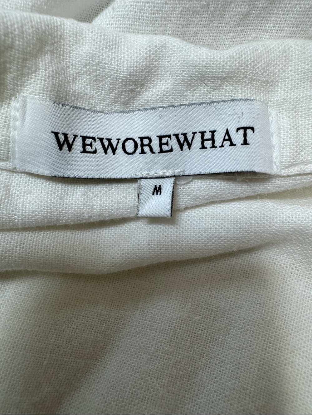We Wore What Linen Blend Button Down Short Sleeve Blouse Top Women Medium White - Picture 9 of 12